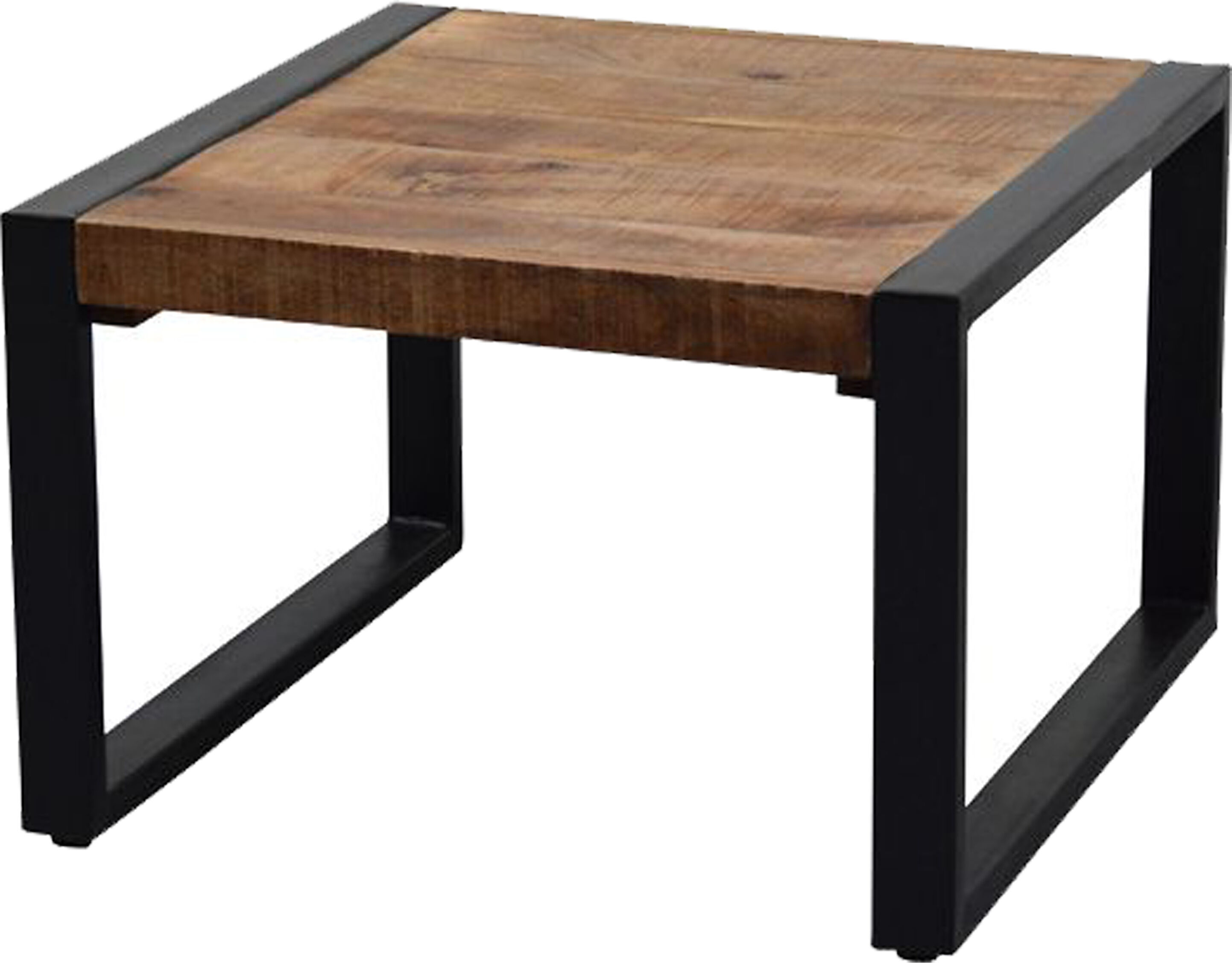 Moloo BELEM-Table basse Carrée 60x60 cm, bois de Manguier massif métal noir