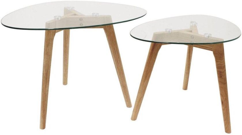 The Home Deco Factory Tables gigognes galets plateaux en verre trempé (lot de 2)