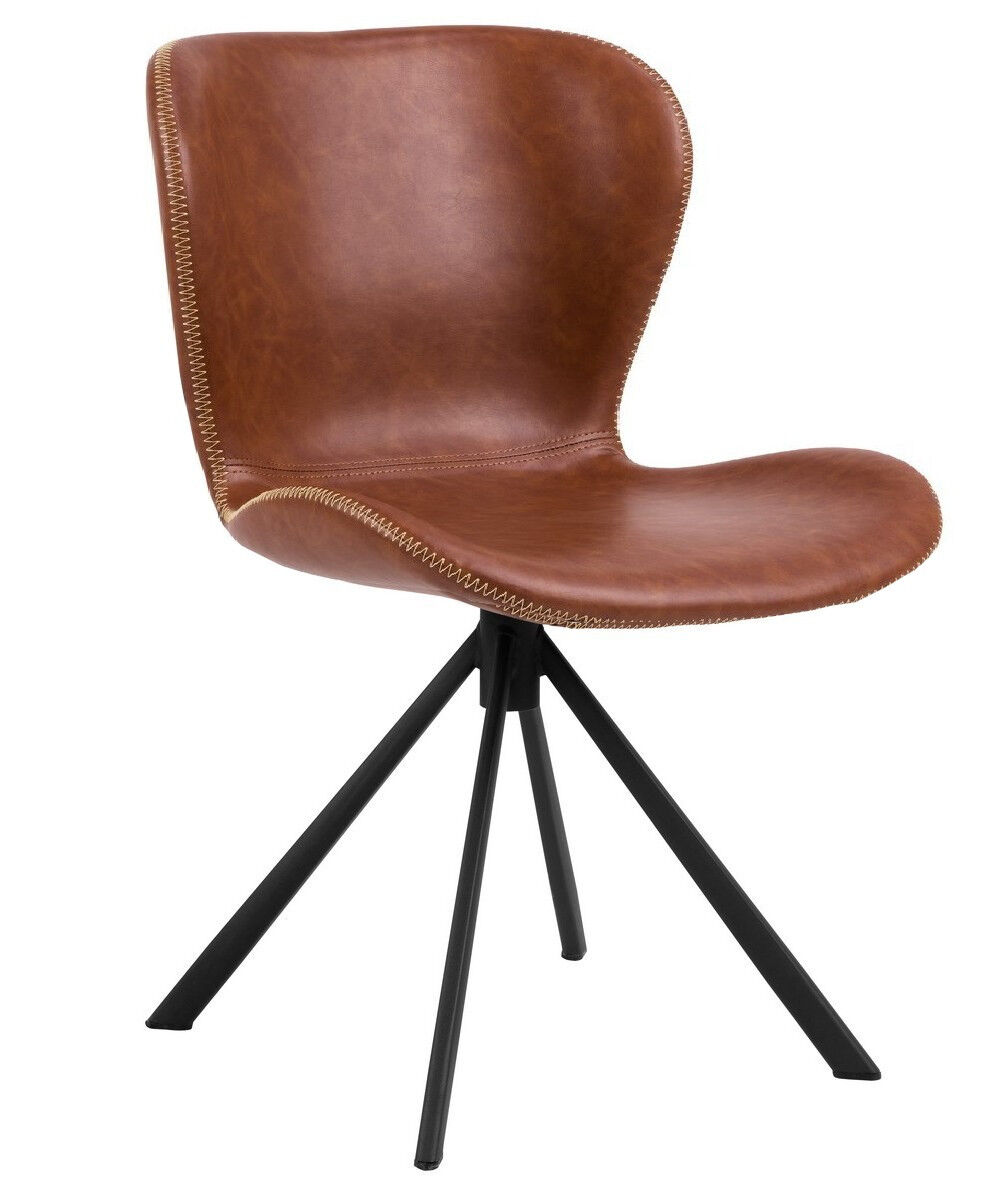 Mathi Design Chaise rotative aspect cuir marron
