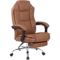 CLP Chaise de bureau réglable pivotante en similicuir Marron clair