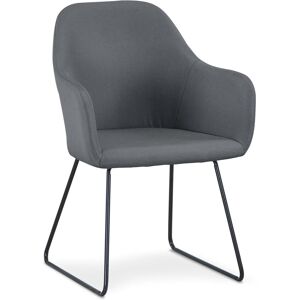 Menzzo Fauteuil de table métal noir et tissu gris