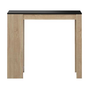 TEMAHOME Table bar effet bois chêne naturel et noir