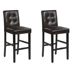 Beliani Lot de 2 chaises de bar en cuir PU marron