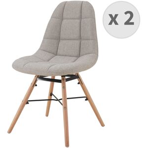 Moloo Chaise scandinave tissu lin pieds hêtre (x2)