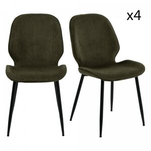 Meubles & Design Lot de 4 chaises design en velours pieds noir vert