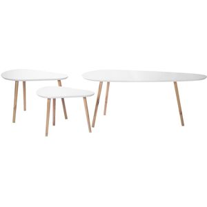 Calicosy Set de 3 tables gigognes blanc et bois