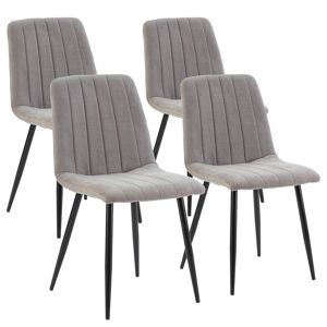 HOMN Pack 4 chaises recouvertes de tissu gris