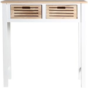 Lastdeco Console en Bois de Paulownia Blanc, 80x35x81 cm