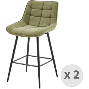 Moloo Fauteuil de bar en tissu Sauge et métal noir (x2)