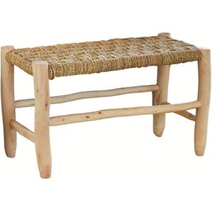 Home Maison Banc marocain tressage damier osier/bois naturel 80 cm