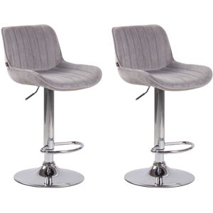 CLP Lot de 2 tabourets de bar réglables en velours Gris