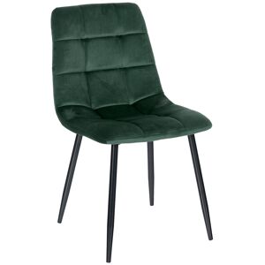 CLP Chaise de salle à manger avec pieds en métal en velours Vert