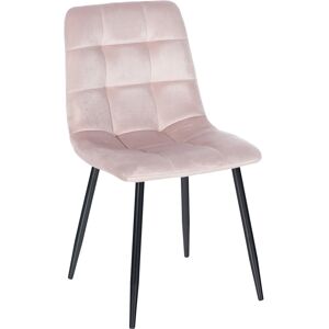 CLP Chaise de salle à manger avec pieds en métal en velours Rose