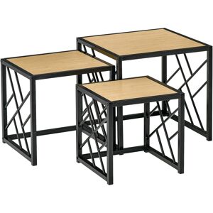 Homcom Lot de 3 tables basses gigognes encastrables style industriel