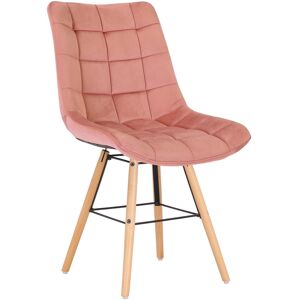 CLP Chaise de salle à manger avec pieds bois assise en velours Rose