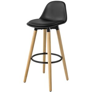 SoBuy Tabouret de bar en bois avec dossier noir