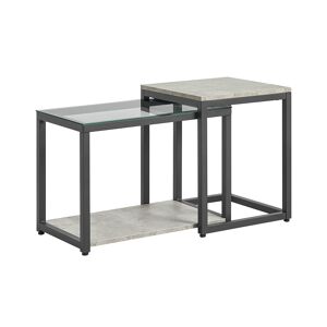 SoBuy Lot de 2 tables basses gigognes empilables effect bois gris