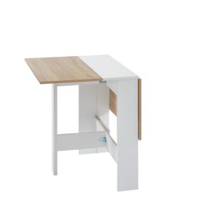 Baita Table pliable blanc et effet bois et chêne 104cm