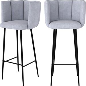 Rendez-Vous Deco Chaise de bar en tissu gris clair 75 cm (lot de 2)