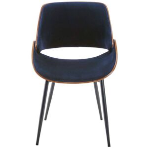 Signature Chaise en velours bleu piètement en métal - H78 cm - Publicité Signature Chaise en velours bleu piètement en métal - H78 cm - Publicité