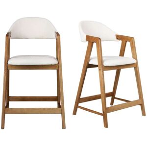 Moloo Chaise de bar en Frêne naturel et tissu Curly Ecru (x2) - Publicité Moloo Chaise de bar en Frêne naturel et tissu Curly Ecru (x2) - Publicité