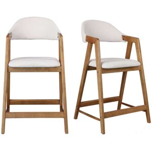 Moloo Chaise de bar en Frêne naturel et tissu Trendy Ecru (x2) - Publicité Moloo Chaise de bar en Frêne naturel et tissu Trendy Ecru (x2) - Publicité