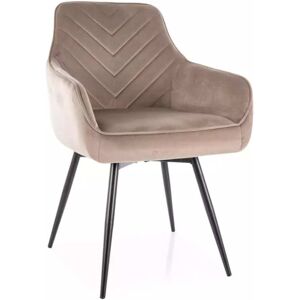 Meubles & Design Chaise en velours beige avec assise pivotante et auto 55x50x88cm - Publicité Meubles & Design Chaise en velours beige avec assise pivotante et auto 55x50x88cm - Publicité