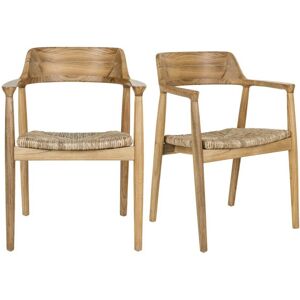 Moloo Fauteuil de table en bois massif et feuille de bananier (x2) - Publicité Moloo Fauteuil de table en bois massif et feuille de bananier (x2) - Publicité