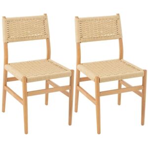 Hellin lot de 2 chaises de salle à manger en bois et assise tressée - Publicité Hellin lot de 2 chaises de salle à manger en bois et assise tressée - Publicité