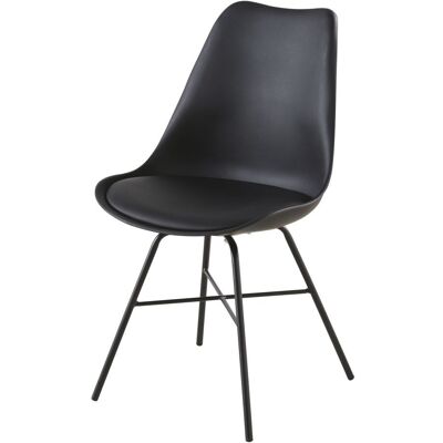Maisons du Monde Chaise noire et pieds en acier noir - Publicité Maisons du Monde Chaise noire et pieds en acier noir - Publicité