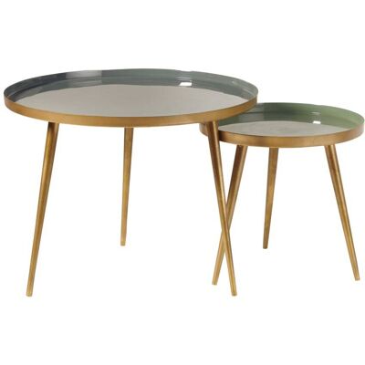 Table d'appoint empilable en métal vert et or de Maisons du Monde - Table d'appoint - Publicité Table d'appoint empilable en métal vert et or de Maisons du Monde - Table d'appoint - Publicité