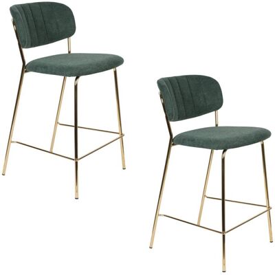 Mathi Design Lot de 2 tabourets de comptoir tissu vert foncé - Publicité Mathi Design Lot de 2 tabourets de comptoir tissu vert foncé - Publicité