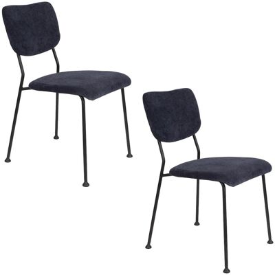 Zuiver Lot de 2 chaises de repas en velours bleu - Publicité Zuiver Lot de 2 chaises de repas en velours bleu - Publicité