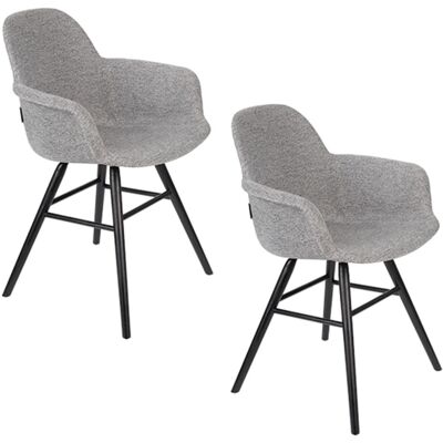 Zuiver Lot de 2 fauteuils de table en tissu gris clair - Publicité Zuiver Lot de 2 fauteuils de table en tissu gris clair - Publicité