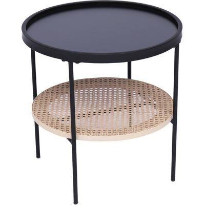 NORDLYS Table d'appoint ronde en acier et rotin - Publicité NORDLYS Table d'appoint ronde en acier et rotin - Publicité