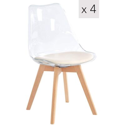 Modèle Nordlys - Chaises en plastique transparent beige - Lot de 4 - Publicité Modèle Nordlys - Chaises en plastique transparent beige - Lot de 4 - Publicité