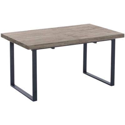 Mathi Design Table repas extensible en bois foncé et métal noir - Publicité Mathi Design Table repas extensible en bois foncé et métal noir - Publicité