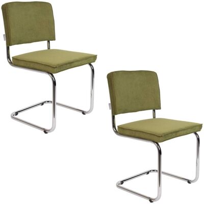 Zuiver Lot de 2 chaises de repas en velours côtelé - Publicité Zuiver Lot de 2 chaises de repas en velours côtelé - Publicité