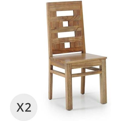 MOYCOR Set de 2 chaises en bois massif beige - Publicité MOYCOR Set de 2 chaises en bois massif beige - Publicité