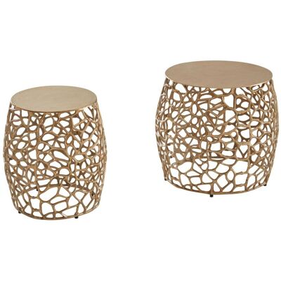 Set de 2 Tables d'Appoint en Aluminium - Design Branch Moderne - Publicité Set de 2 Tables d'Appoint en Aluminium - Design Branch Moderne - Publicité