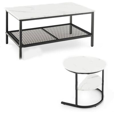 Giantex Lot de 2 tables basses gigognes blanc et noir 46x 80x 41cm - Publicité Giantex Lot de 2 tables basses gigognes blanc et noir 46x 80x 41cm - Publicité
