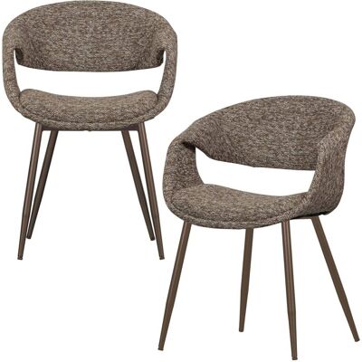 WOOOD Lot de 2 chaises de table en métal et polyester cuivre/ marron - Publicité WOOOD Lot de 2 chaises de table en métal et polyester cuivre/ marron - Publicité