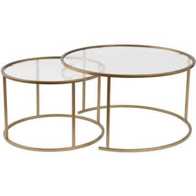 Calicosy Lot de 2 tables basses gigognes d80 cm - doré - Publicité Calicosy Lot de 2 tables basses gigognes d80 cm - doré - Publicité