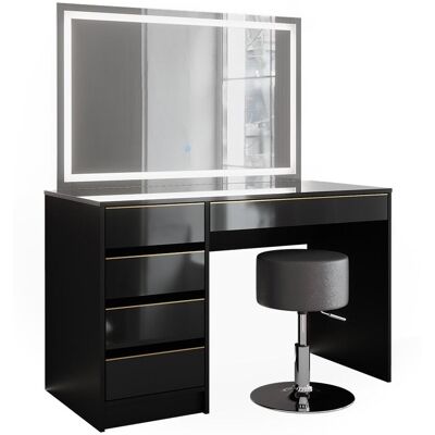 Coiffeuse Vicco Sherry - Miroir LED, tabouret, 120cm - Publicité Coiffeuse Vicco Sherry - Miroir LED, tabouret, 120cm - Publicité