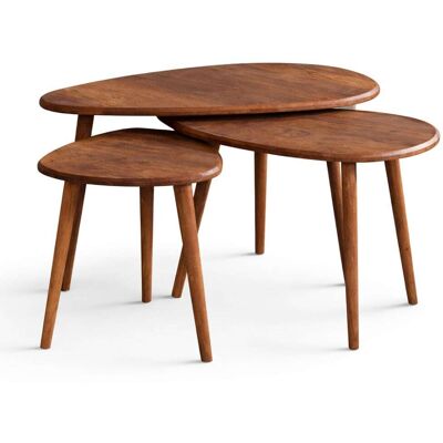 Concept Usine Set de 3 tables gigognes design effet noyer - Publicité Concept Usine Set de 3 tables gigognes design effet noyer - Publicité