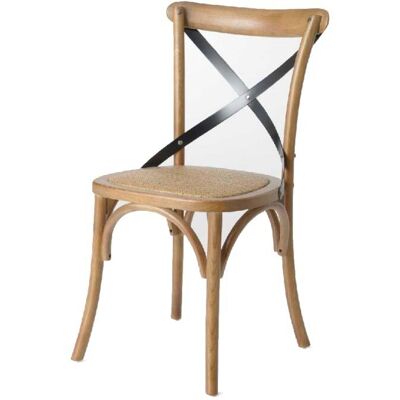 Amadeus Chaise en bois assise rotin avec dossier croisé barres noires - Publicité Amadeus Chaise en bois assise rotin avec dossier croisé barres noires - Publicité
