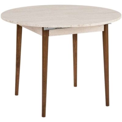 Calicosy Table à manger extensible l100-131 cm - travertin/ noyer - Publicité Calicosy Table à manger extensible l100-131 cm - travertin/ noyer - Publicité