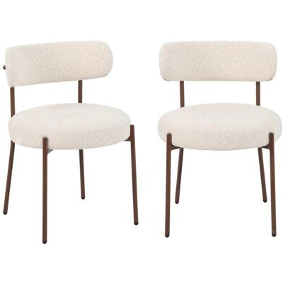 Baita Lot de 2 chaises tissu léopard écru pieds métal finition noyer - Publicité Baita Lot de 2 chaises tissu léopard écru pieds métal finition noyer - Publicité