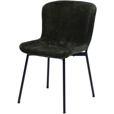 Amadeus Lot de 2 chaises de salle à manger vertes en tissu et métal - Publicité Amadeus Lot de 2 chaises de salle à manger vertes en tissu et métal - Publicité