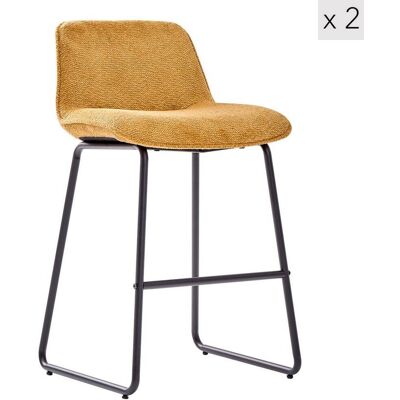 Nordlys Lot de 2 tabourets de bar en métal et tissu jaune - Publicité Nordlys Lot de 2 tabourets de bar en métal et tissu jaune - Publicité